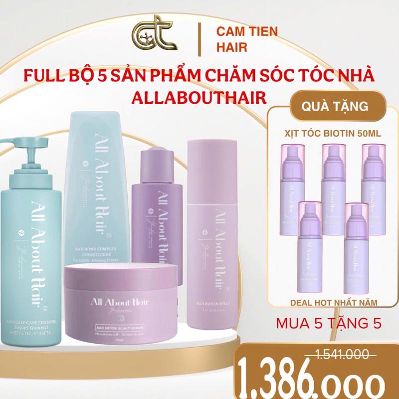 FULL BỘ 5 SẢN PHẨM CHĂM SÓC TÓC NHÀ ALL ABOUT HAIR ( TẶNG 5 GIFFT )