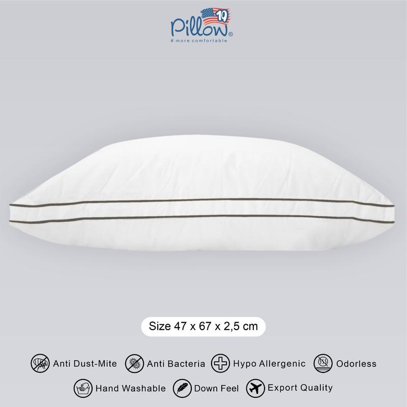 109 PILLOW - Bantal Tidur Hotel Polos Double List Bulu Angsa Sintetis - 1.500 gram 2