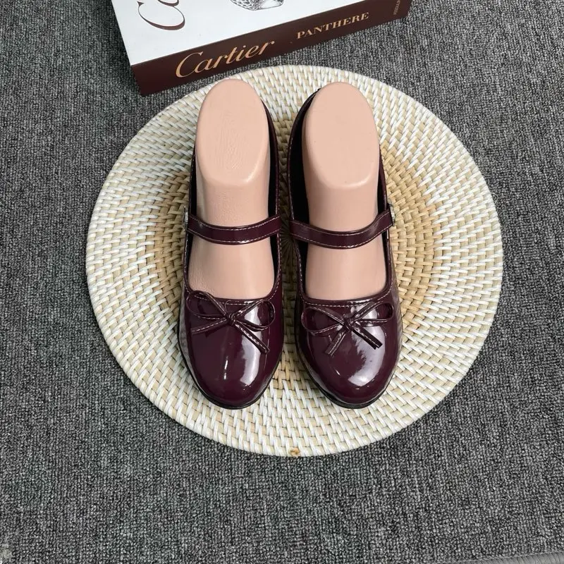 An Store Flat Shoes Sepatu Ballet Wanita Tali Gesper Pita Ribbon Hitam 8