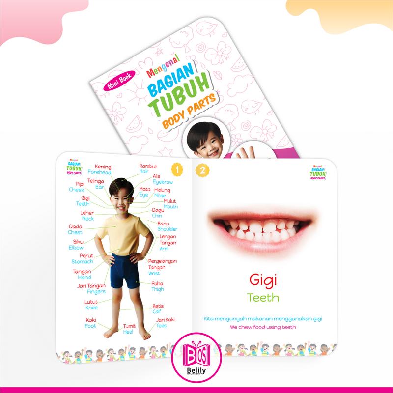 Mini Book - Buku Anak Balita / Bayi Bilingual - Buah Binatang dll