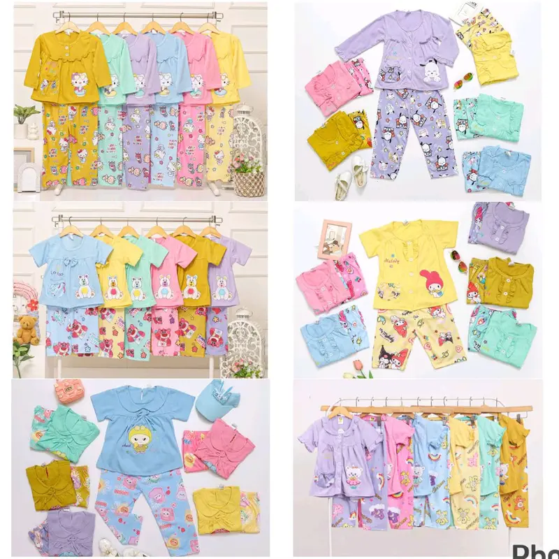 [KHUSUS LIVE]Paket Bundle 3 SET Baju Tidur Anak Perempuan Usia 1-7 Tahun (VNS203) Premium Motif Random Setelan Bayi Balita Fashion Nyaman Lengan Cotton 6