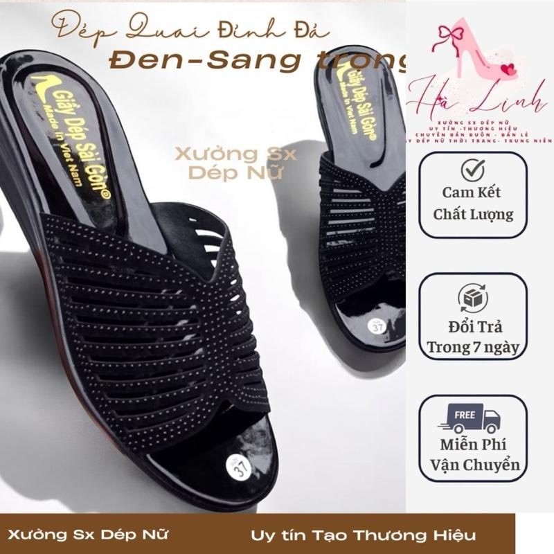    Size 36- 43   Dép Sài Gòn Dép nữ trung niên 3p xuơng cá đính đá nhẹ êm cho mẹ cho bà 