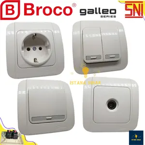 Broco Galleo Saklar Single Sakelar Seri Stop Kontak IB Inbow Tanam SNI Putih New Gee Allegra Cream Single Double Switch Tunggal Ganda Double Socket Galeo saklar  hotel saklar  tempel