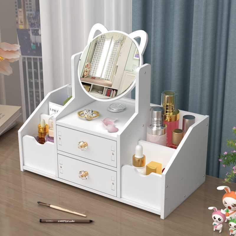    Loại 1   Tủ Để Đồ Trang Điểm Mini kệ đựng mỹ phẩm mini có gương tai mèo Hộp Mỹ Phẩm thiết kế tiện lợi 