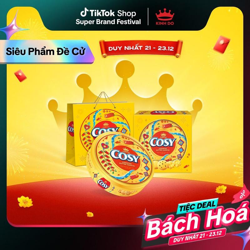   CÓ TÚI GIẤY  Hộp Thiếc Bánh Quy Cosy Tết 2026 Thập Cẩm Vị Bơ Sữa 390g 