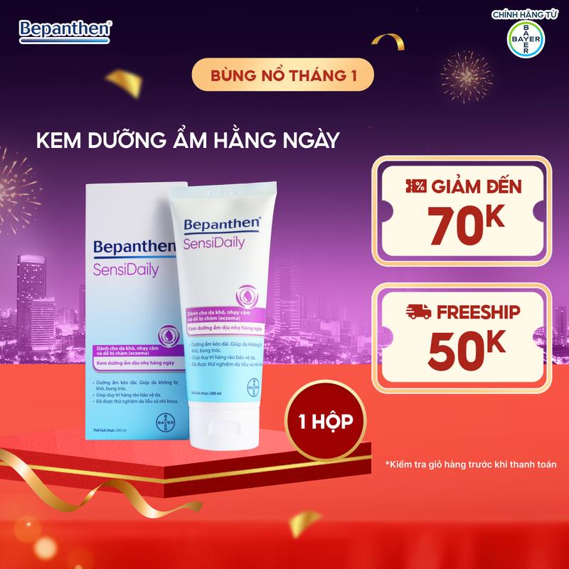 Kem Dưỡng Ẩm Hằng Ngày Bepanthen Sensidaily 200G cho người lớn và trẻ nhỏ