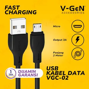 Kabel Data MicroUSB V-GeN VGC-02 Fast Charging QC3.0 3A 2 Meter VGEN