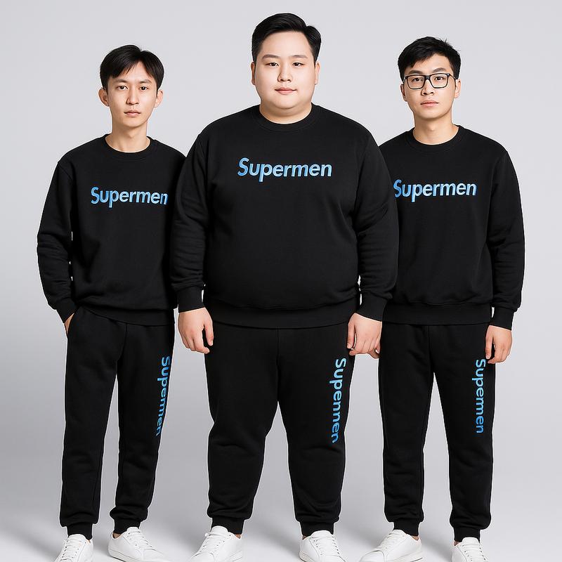 Bộ Quần áo Dài Tay thu đông Bigsize 46kg Đến 123kg co dãn thoáng khí không xù lông Kiểu Hàn Quốc Menswear thể dục Sport