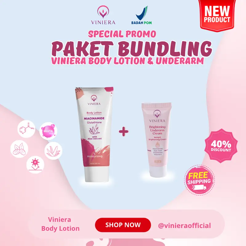 Bundling Viniera BRIGHTENING UNDERARM Cream + Viniera BODY LOTION  Pencerah Ketiak, badan tangan Perawatan Mencerahkan 0
