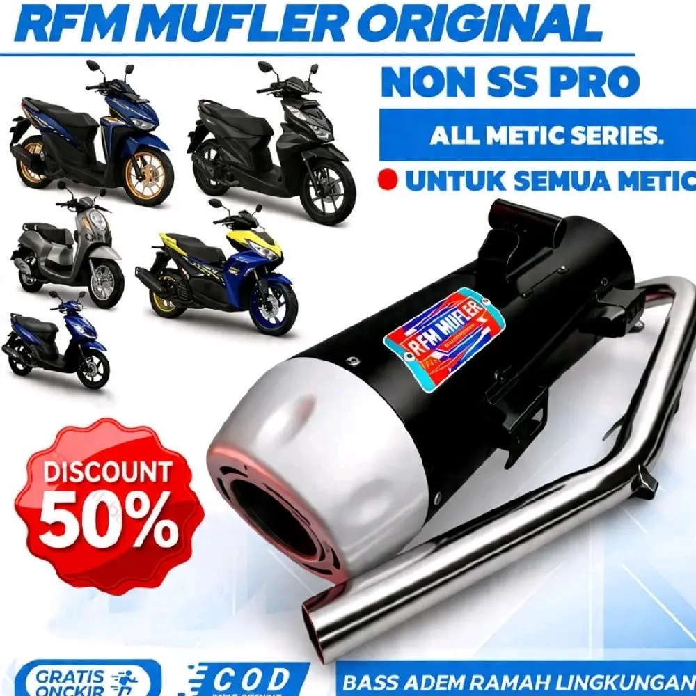 TERLARIS TERMURAH KENALPOT STANDAR RACING RFM MUFLER PROJETCT  BAS ADEM COCOK BUAT BEAT,VARIO125NEW,MIO,NMAX,AEROX,SCOPY,GENIO,SPACY,VARIO160,ADV160,DLL Knalpot Motor