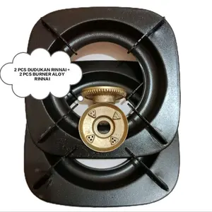 PAKET HEMAT 4 PCS kompor gas rinnai yang terdiri dari (2 pcs dudukan kaki 4 rinnai + 2 pcs burner sumbu api rinnai Aloy)  - untuk type 522C, 522E, 511E, 511C, 602E dan sejenisnya