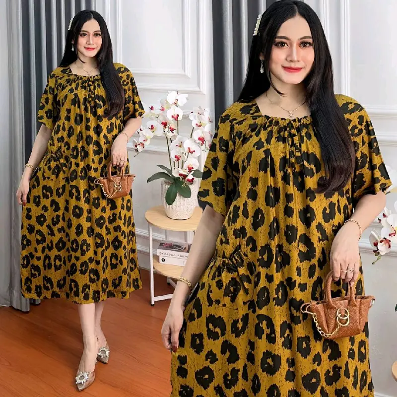Daster Yukensi Leopard Ld 120cm Karet Dada Busui friendly kekinian 1