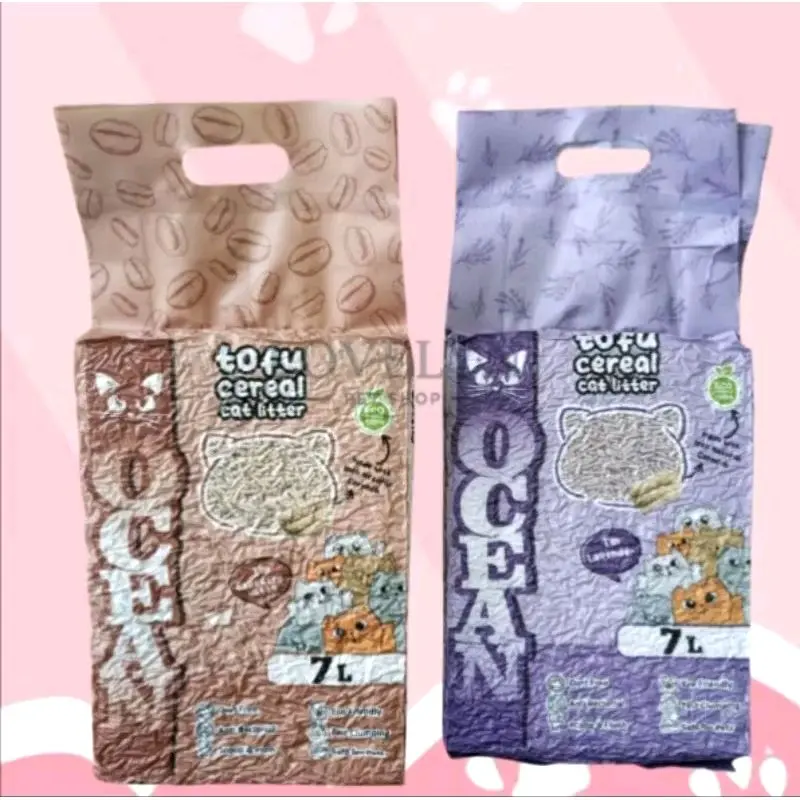 Ocean Pasir Kucing Tofu Kemasan 7 Liter Eco Green Ramah Lingkungan Penyerapan Bau Bebas Debu Aman Kulit