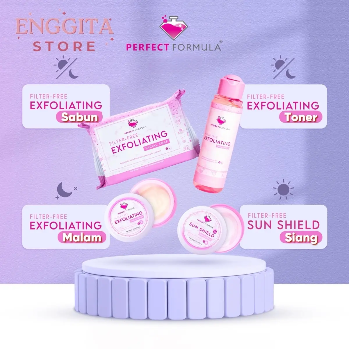 ecer EXFO Perfect Formula EXFOLIATING (cream siang, cream malam, sabun, toner) EXFO EXTRA & EXFO MILD