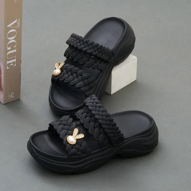Sandal Wedges Wanita Sol Tebal Sandal Wanita Fashion Tali EVA Ekstra Tebal Baim Wanita Motif Tali Belakang Rubber Empuk Size 36-40 7