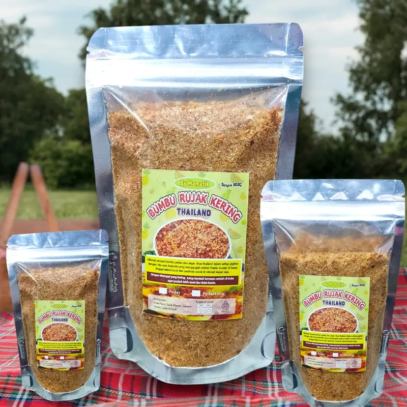 Bumbu Rujak Bangkok Kering Pedas & Extra Pedas 2pcs / Sambal Tabur Buah Jambu Mangga Muda Instan Spices Bubuk Bebas Msg Bahan Sayur Asam Jamur Kuning Cabai Powder 3