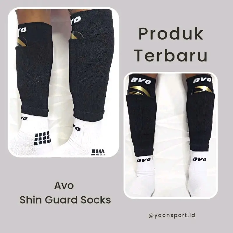 Avo Shin Guard Soks Kaos Kaki Sambung Deker Futsal Sepak Bola Olahraga 0
