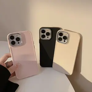 Minimalist Electroplated Frame untuk iPhone 14 Pro/Plus Casing Silikon Penuh Warna Murni 13 Pro Max Perlindungan Jatuh 11 untuk Keamanan Maksimal Kompatibel dengan 11 12 XR XS 7P Unisex