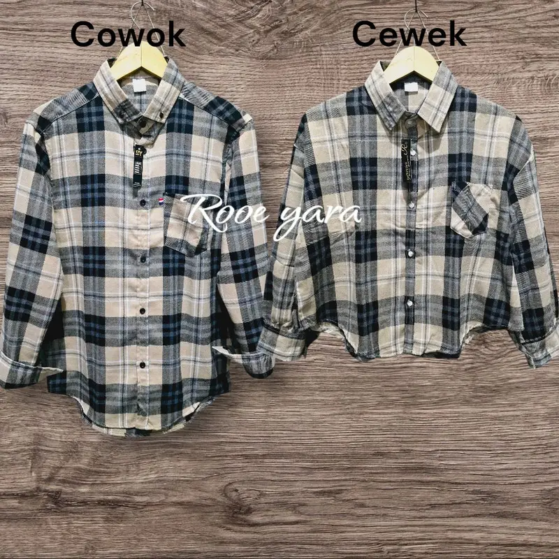 atasan kemeja keluarga  Pria dan  Wanita  Casual katun Flanel premium motif tartan lengan  Panjang couple kluarga harga satuan 5