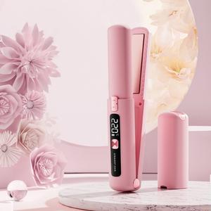 コードレスヘアアイロン＆カールセット、USB充電式、4500mAhバッテリー、温度調節機能、イオンケア、LCDディスプレイ搭載、携帯に便利で旅行用にも最適