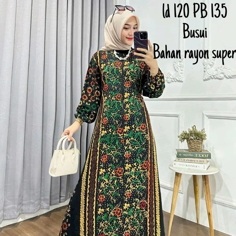 Gamis Cap - Batik Multi Colour Bahan Rayon Super Jumbo Gamis Kekinian By Batik Cincaro muslim Wanita gaun lebaran kaftan crinkle maxi satin twill vanya hitam 《m》 • black baju brokat kondangan 2024 exclusive Premium 0