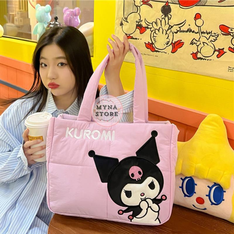Mynastore - Tas Tenteng Sanrio Tote Bag Klip Magnet Melody Kuromi Pochacco Hello Kitty Bordir - TPS028 8