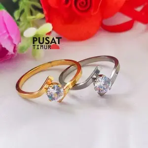 Cincin Titanium SIlang Permata Model Korea Stainless Steel Fashion Ring | PUSAT TIMUR