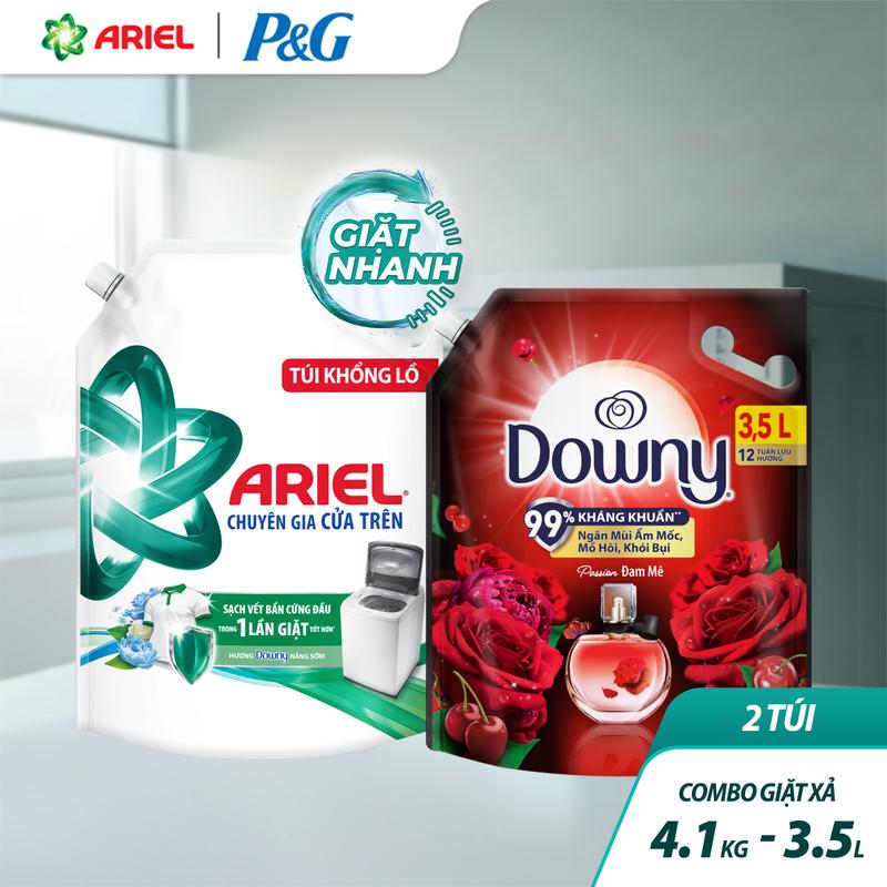 KOL Combo Nước Giặt Ariel Cửa Trên & Cửa trước các loại hương nước hoa 3.7kg - 4.1kg + Nước xả vải Downy 3.5L Các Loại Hương
