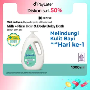 Johnson's Milk + Rice Hair & Body Baby Bath 1 Liter - Sabun Mandi Bayi 2 in 1 Cair Newborn Untuk Melembutkan Kulit