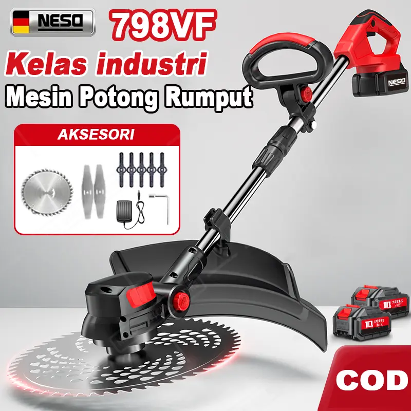 NESO Mesin potong rumput 598V/398V/298V Mesin pemotong rumput Pemangkas Rumput Listrik dengan Baterai Li-ion Elektrik Cordless Lawn Mower Electric Grass Trimmer