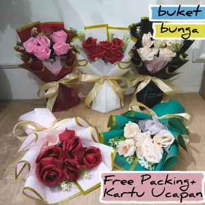 Buket Bunga Simply Bucket Mawar Untuk Cewek Cowok Sidang Wisuda Lamaran Tunangan Nikahan Flower Bouquet Artificial Rose Flowers