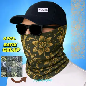 [Pack 6pcs] Bandana Masker Half Face Motif Batik Gelap Random | Outdoor Seamless – Gaya Lokal Elegan