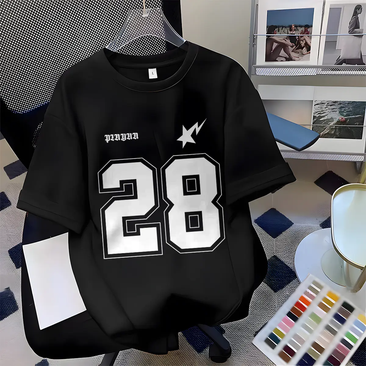 GF Kaos Wanita Boxy No. 28 Motif Printed Slim Fit T shirt Pria Oversize Basic Unisex Tee Katun Combed Bahan Nyaman Baju Atasan Wanita - Kaos Oversize Kece - Kaos Katakata - Y0485