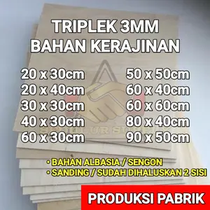 Triplek 3mm Bahan Kayu Albasia Ukuran Lengkap untuk bahan kerajinan