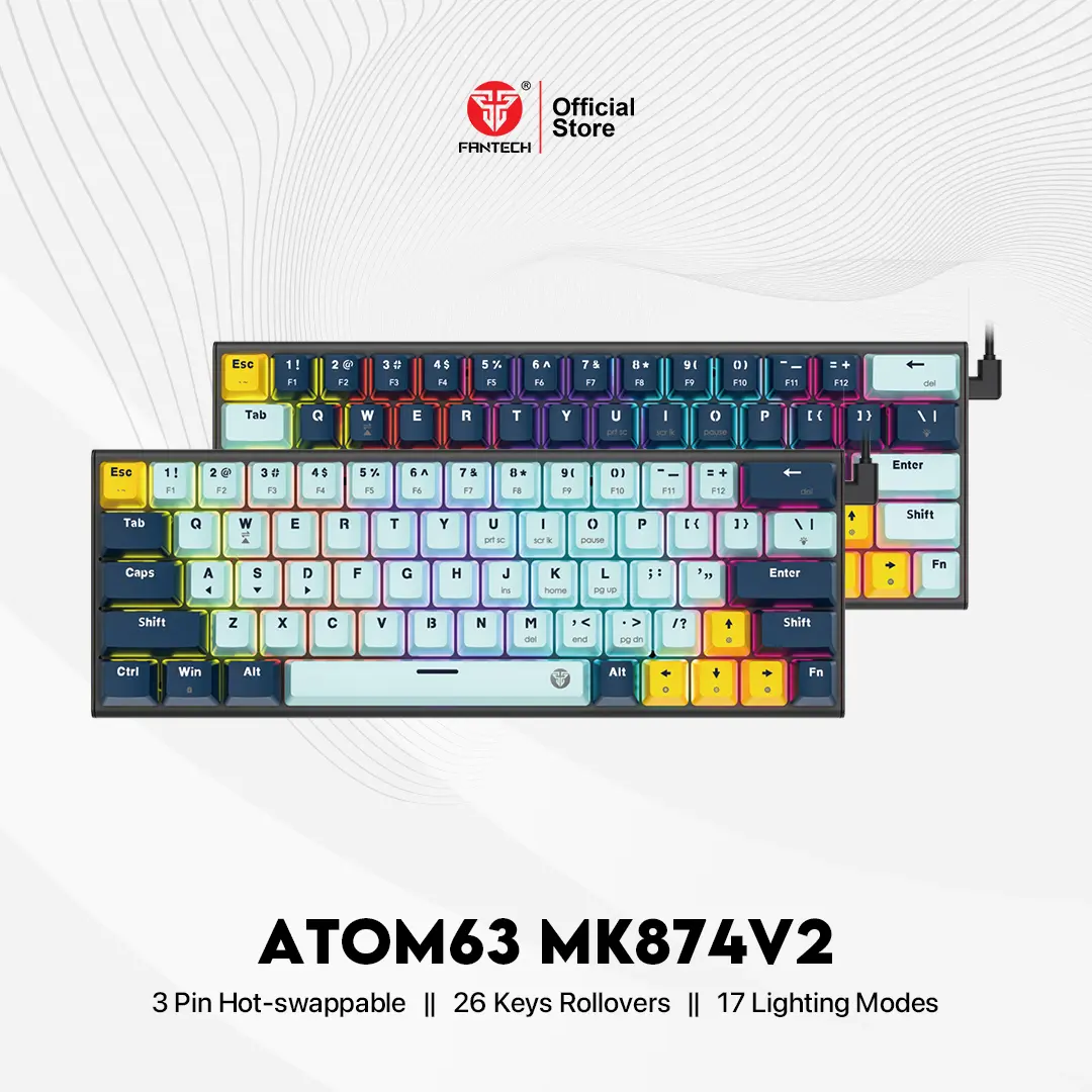 Fantech ATOM MIZU SERIES Keyboard Mechanical Gaming ATOM 63 81 96 Hotswappable 3 Pin Computer