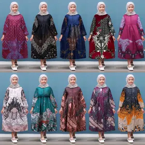 Baju Batik Anak Perempuan Usia 3 - 13 Tahun Gamis Dress Sekolah Formal Motif Terbaru Modern Bisa COD