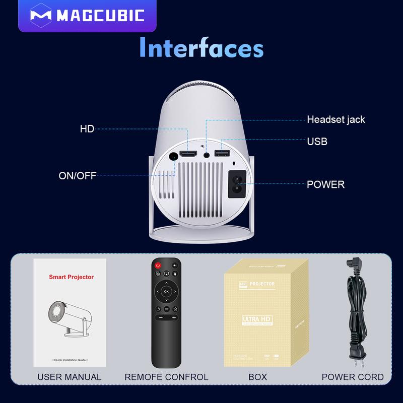 [UK warehouse] Magcubic 4K HY300 Pro Portable Projector Native 1280*720P Android 11 Dual Wifi6 260ANSI Built-in Speaker&Appstore Allwinner H713 BT5.0 Cinema Outdoor Mini Projetor WIFI6 Remote Control included Mini Smart Projector 2025 8