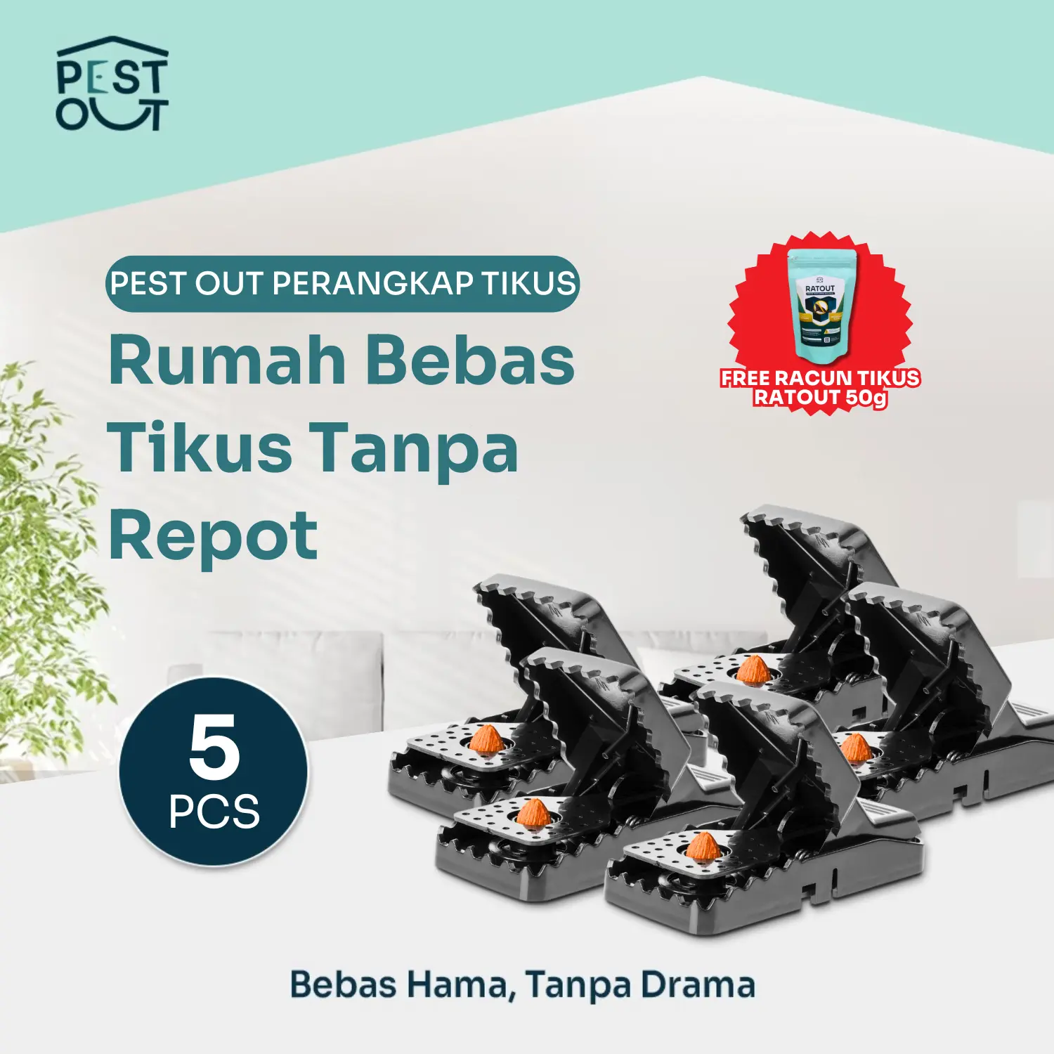 5 Pcs Perangkap Tikus Sensitive Mouse Trap Jebakan Penjepit Tikus Pembasmi Hama Bahan Plastik ABS Tebal Hitam