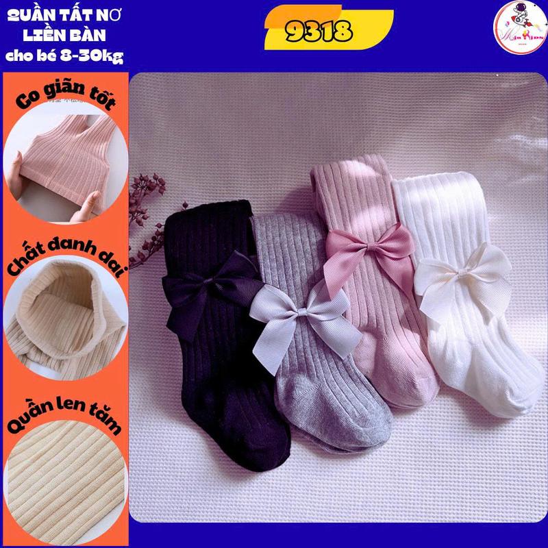  Quần tất cho bé gái 6 tháng-10 tuổi quần len tăm gắn nơ xinh chất thun cotton dày dặn co giãn 4 chiều cho trẻ em 6-28kg 