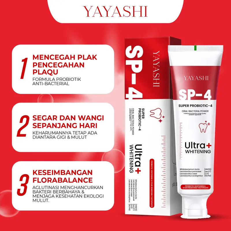 [COD-AF] YAYASHI SP-4 Ultra Whitening Pasta Gigi Pemutih Probiotik Untuk Kesehatan Gigi Memutihkan Dan Mencerahkan Gigi Menghilangkan Noda dan Karang Pada Gigi Menyegarkan Napas Kesehatan Mulut AFF1 1
