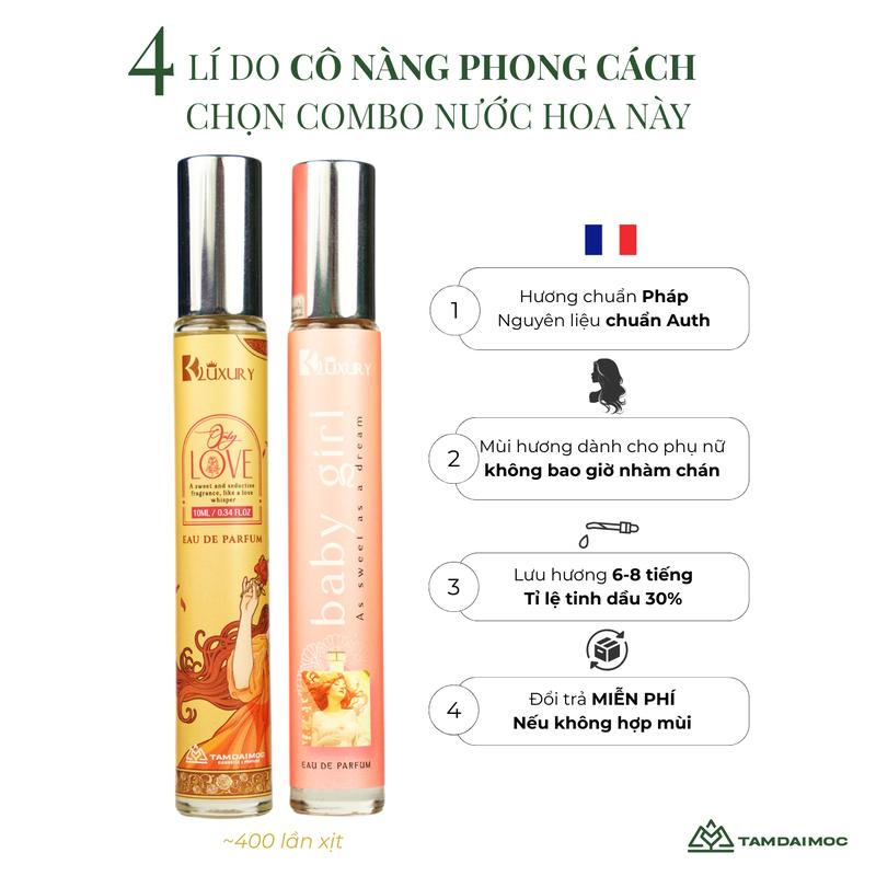 Combo 2 chai nước hoa nữ ONLY LOVE & BABY GIRL 10ml ngọt ngào nữ tính