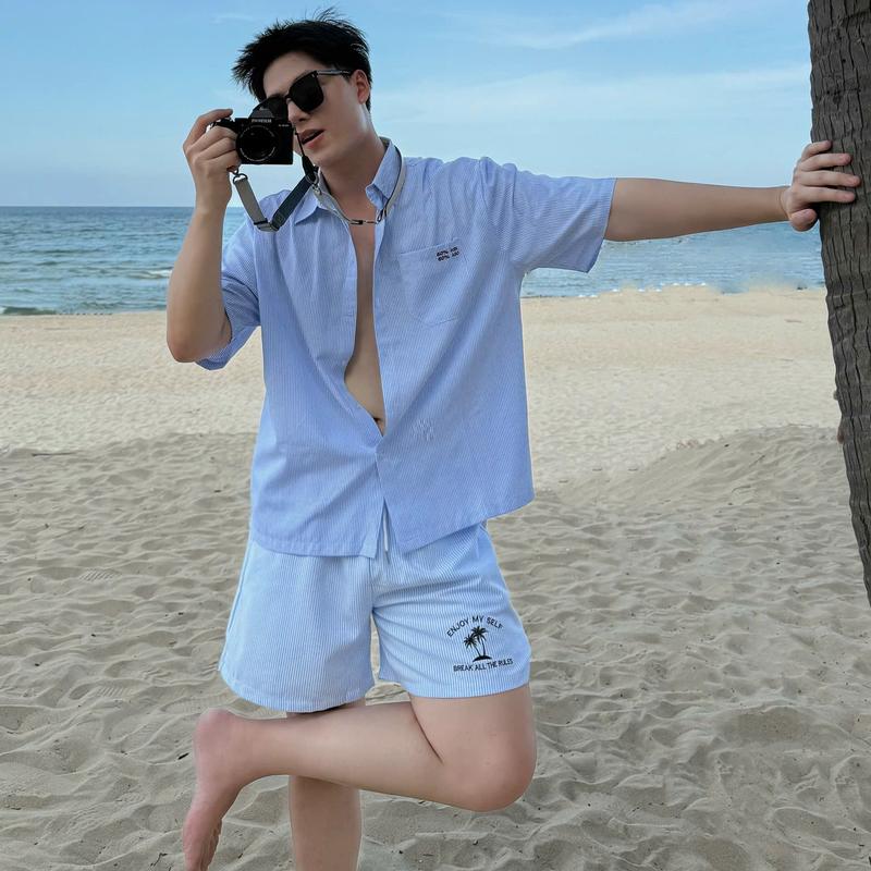 Combo Set Bộ Kaki Áo boxy +Quần short Nam Nữ Set Đi Biển Mùa Hè SIXHUMAN HMB01