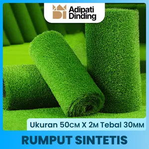Rumput Sintetis Termurah Tipe Swiss Berkualitas Premium Ukuran 50cm x 2M Tebal 30 MM ADIPATI, Dekorasi Ruangan atau Halaman Indor Maupun Outdor