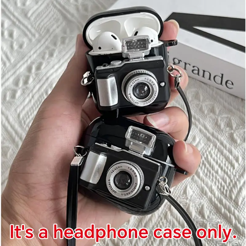 เคสหูฟังกล้องพร้อมสายรัดสำหรับ Apple Airpods 3 2 1 Pro ฝาครอบป้องกันหูฟังซิลิโคนอ่อนนุ่มสำหรับ Air Pods รุ่นที่ 3