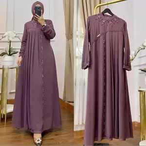 [LRS Luxury] Hanifa dress pesta/kondangan gamis ceruty aplikasi payet mewah/elegan remaja/dewasa