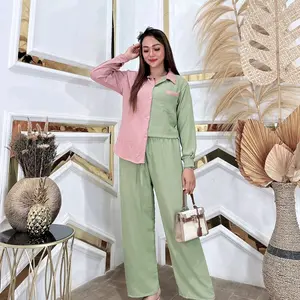 PAKET HEMAT 1x checkout isi 2pcs TIARA one set cringkel airflow ld 110cm Baju Celana Kancing Panjang Karet Nyaman Wanita Setelan Crinkle cewek outfit hijab