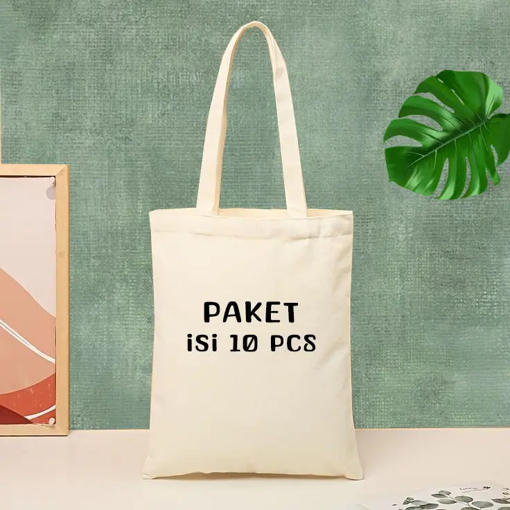[Paket isi 10Pcs] Tote bag ecoprint Prakarya Sekolah bisa dilukis totebag Wanita kanvas blacu premium multifungsi