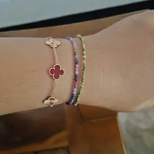 Gelang Batu Alam Kristal Asli Giok Wanita Stone Crystal Bracelet Tourmaline Garnet Sapphire Ruby Aesthetic 2mm
