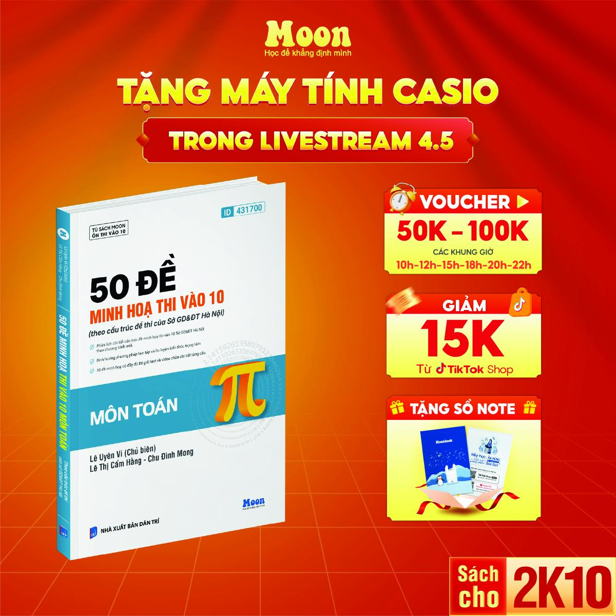Sách đề minh hoạ ôn thi vào 10 môn toán học năm 2025 Moonbook