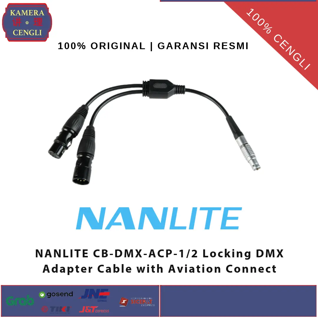 NANLITE CB-DMX-ACP-1/2 Locking DMX Adapter Cable with Aviation Connect GARANSI RESMI!